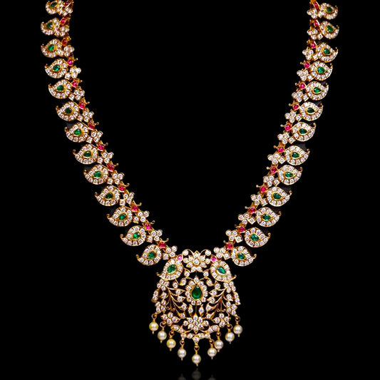 Classic Intricately Designed Diamond Look Mango Necklace Haram