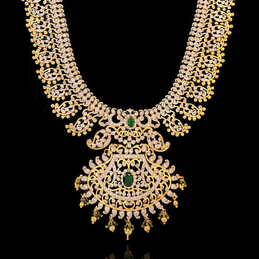 Pellikuthuru Bridal Diamond Look Long Haram with Gold Polish