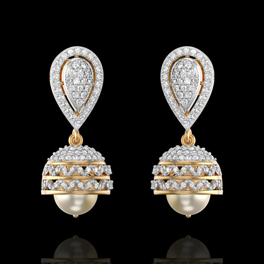 Real Look Diamond Small Butta Earrings with 18K Polish