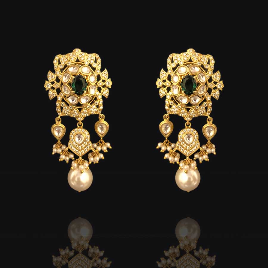 Get CZ polki earrings custom made by karigars who make real jewellery. – Sneha  Rateria Store