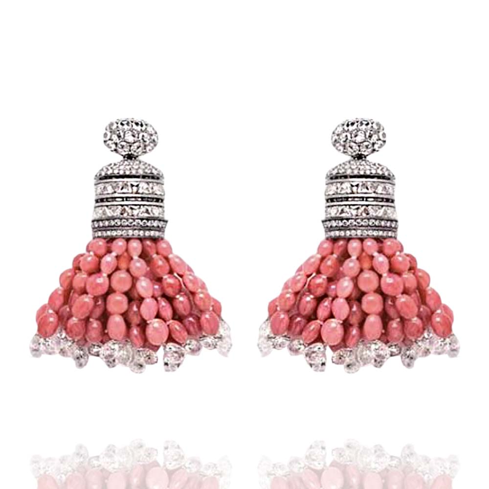 14KYG Coral Stone & Diamond Drop Earrings | eBay